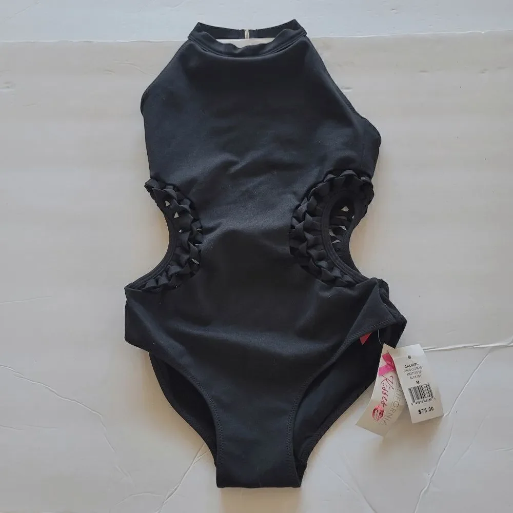 California Kisses black one piece open sides swimwear juniors size M fits S